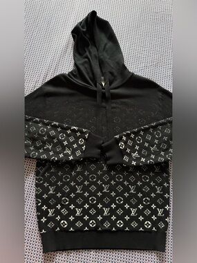 Louis Vuitton Black and White Monogram Hoodie Sweater